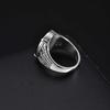 Vintage Geometric Natural Stone Rings for Men Black Oval Onyx Stainless Steel Ring Textured Signet Fashion Punk Jewelry Gift