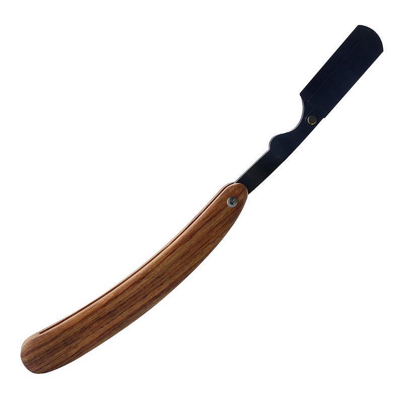 Vintage Manual Shaving Razor Wood Handle Straight Edge Barber Shaver for Men