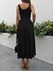 2026 Trendy European & American Women's Sleeveless Square Neck Waist-Cinching Pocket Dress - Casual, Comfortable & Slimming