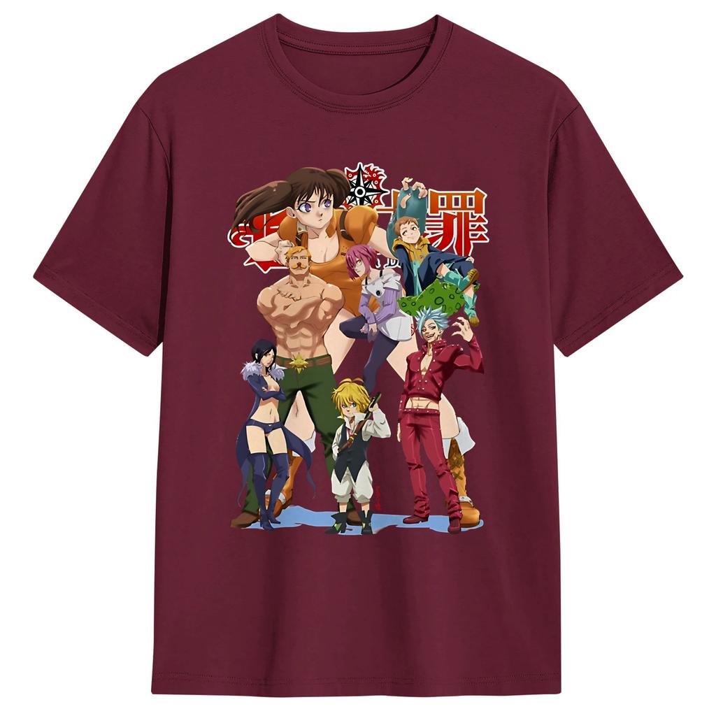 The Seven Deadly Sins Anime TShirt Summer Leisure T Shirts Cotton ONeck Oversized Top Tees Short Sleeve Awesome Tshirt