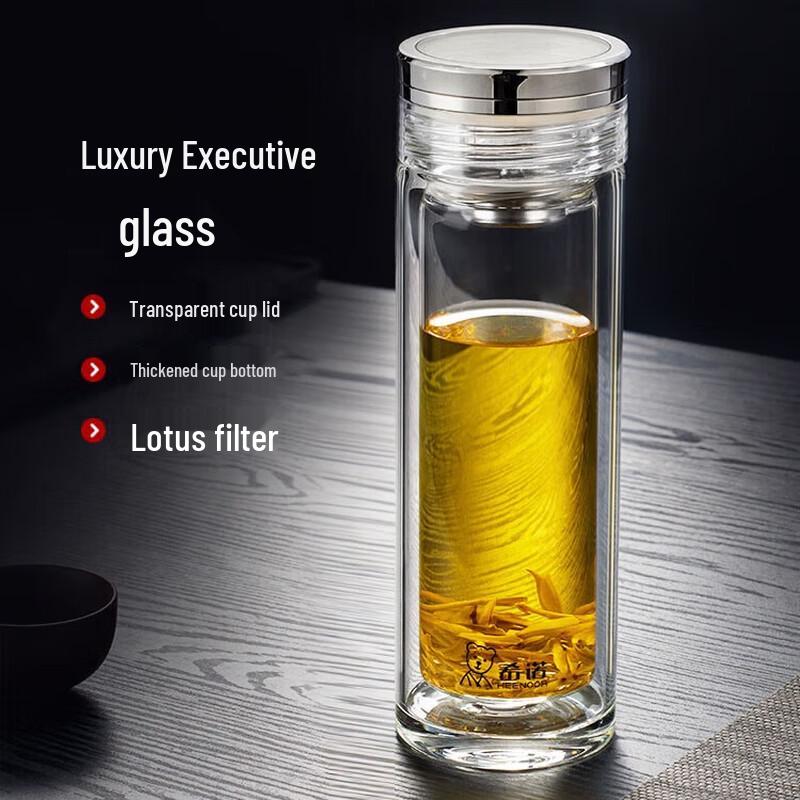 Xinuo 7052 Double-Layer Glass Tea Infuser Mug