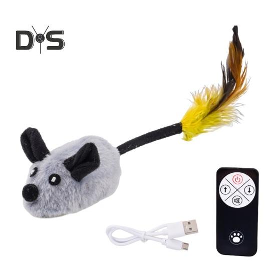 Interactive Mouse Moving Cat Toy Rechargeable Automatic Moving Plush Mice for Indoor Cats Touch Activated Squeaky Toy with Remote Control