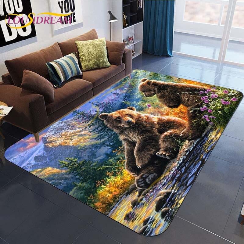 Tierteppich Cartoon Bär Muster Bereich Teppich Teppich Braunbär Fußmatten Teppich für Wohnzimmer Schlafzimmer Stuhl Matte Kinder Spielmatte