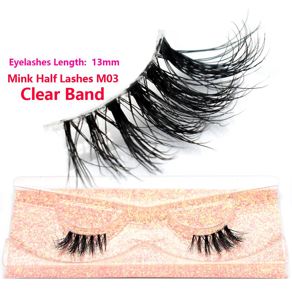 FOXESJI Mink Half Lashes Extension Natural Daily Reusable Short Strip Eye Lashes Mink Fluffy Soft Half False Eyelashes Make Up