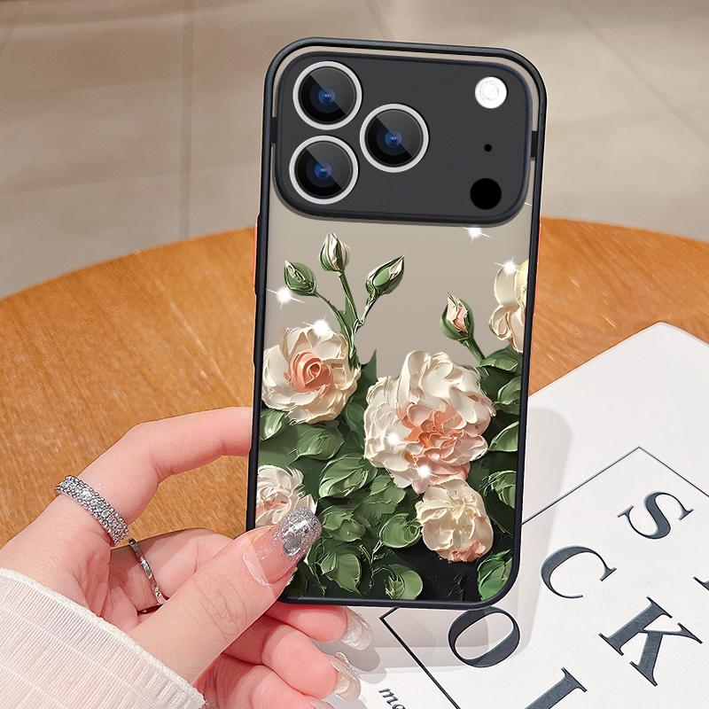 Black Rose Lotus Flower Print Phone Case For iPhone 17 Air 16 15 14 Pro Max 13 16 17 Pro 16e 17 Matte Shockproof Soft Edge Hard Cover