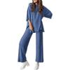 Women's 2 Piece Outfit Oversized Half Sleeve Top Wide Leg Pants Set Casual Loungewear