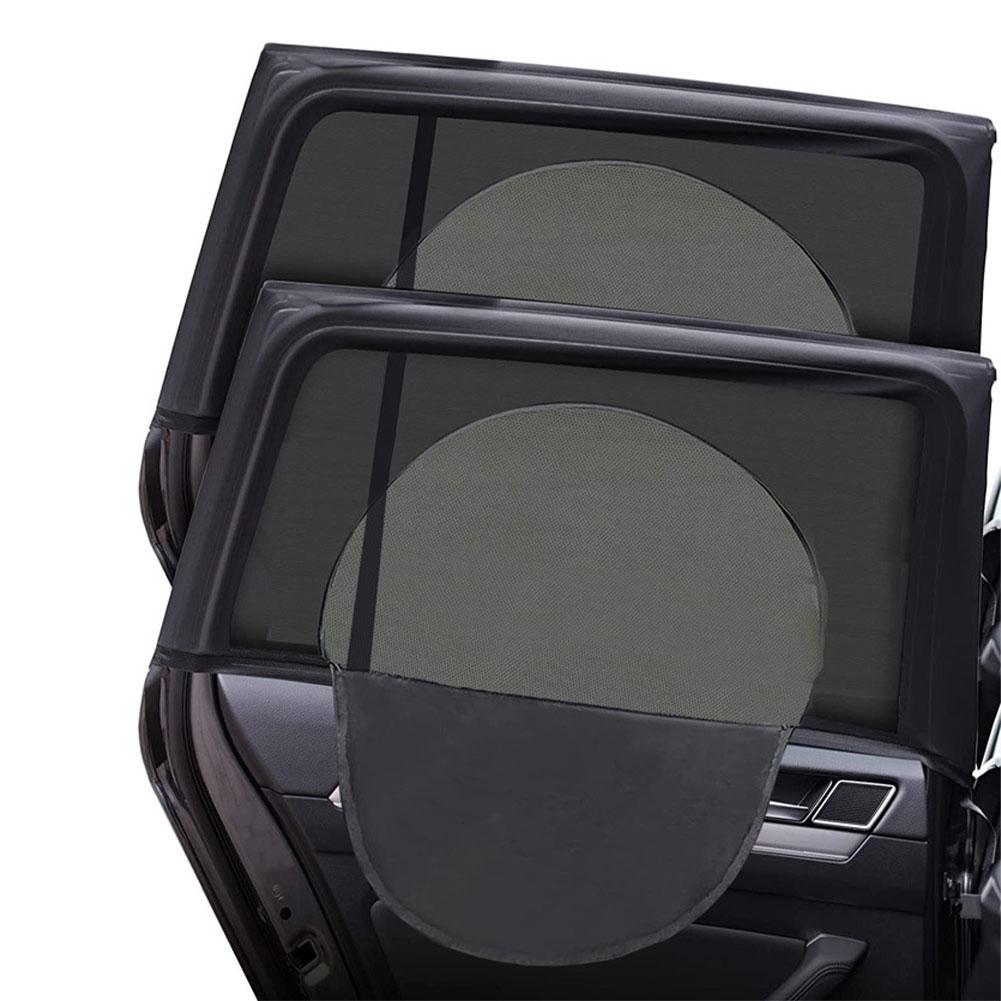 2pcs Car Sun Shade Double-Layer UV Protection Front Rear Window Shade Cover Zippered Lining Side Wndow Sunshade