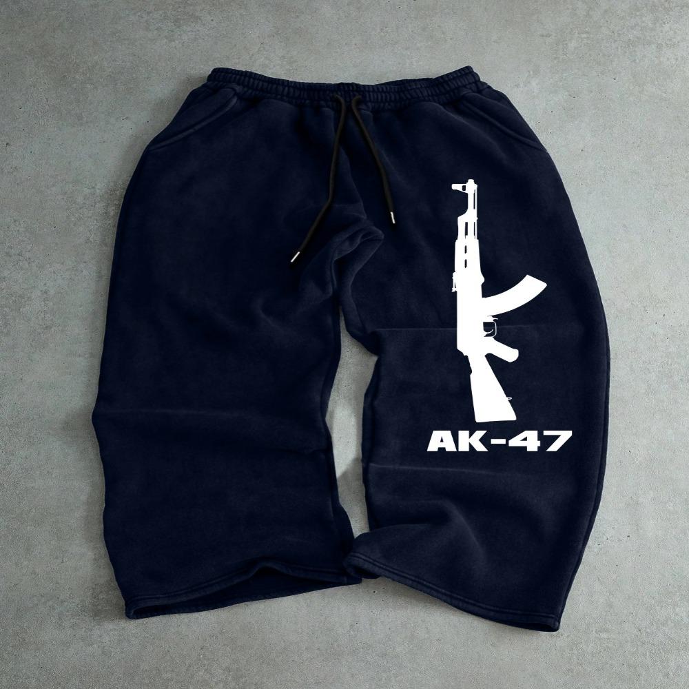 Men's Straight Leg Pants Paired with Drawstring Waistband, Stylish and Cool Pattern Print, Stylish and Comfortable Wide Leg Sports Pants