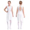 Kids Girls Ballet Dress Lyrical Dance Costume Dancewear Sleeveless Cut Out Gymnastics Leotard for Dancing Children Ice Skating Dresses