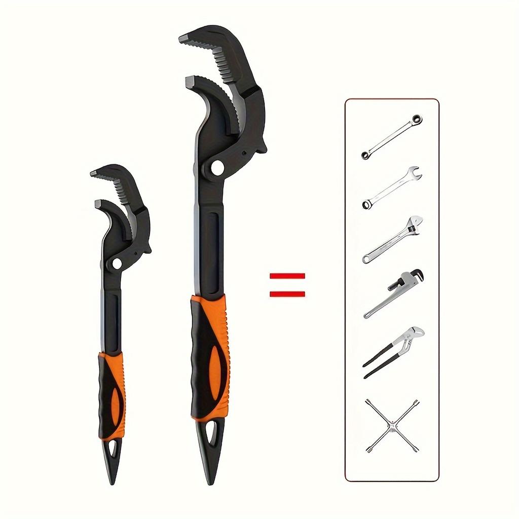 Adjustable Socket Pipe Wrench, Pointed Tail Universal Wrench with Auto Lock Design, Multi-Purpose Quick Pipe Repair Tool