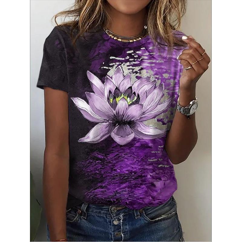 O-Neck 3d Butterfly Print T Shirt Women's T-shirt Summer Fashion Short Sleeve Tops Oversized Summer Top Female Clothing