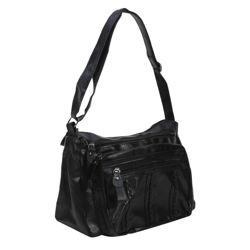 Lightweight Travel Multi-Layer Classic Shoulder Bag Soft Surface Vintage Crossbody Purse for Women