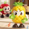 Yousheng Electric Dancing Toy with LED Light Music Recording Pineapple Elephant French Fries Red Fruit Walking Toy Toddlers Tummy Time Crawling Toy