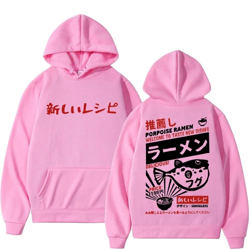 Mikiny Unisex Dámské Harajuku Móda Oversized Pulovry Vintage Trend Mikiny s kapucí Streetwear Funny Japanese Ramen Potištěné Unisex