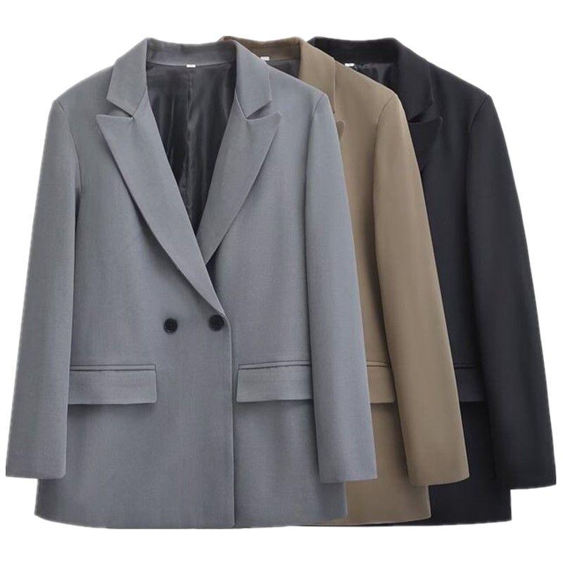 Fashion Style 2024 Fall and Winter New Women's Clothing Easiest for Match with Padded Shoulder Loose Long Sleeve Suit Coat 2753222