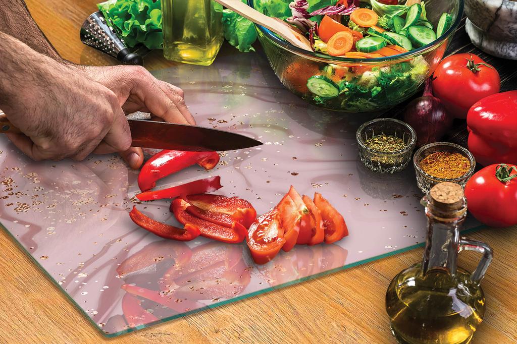 TAGLIERE IN VETRO 40x30 MARMO