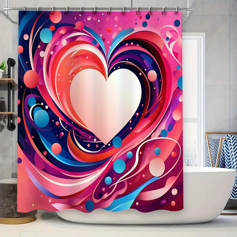 

Modern Bathroom Shower Curtain Heart Design Fabric Waterproof Bath Accessories for Home Decoration 90x180cm