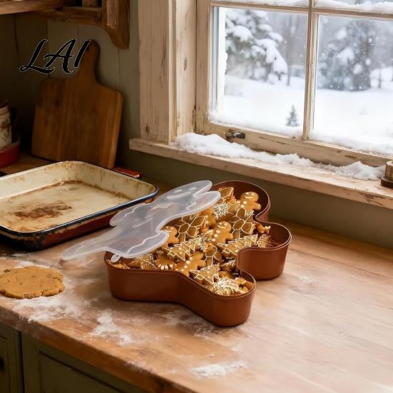Festive Countertop Storage Box Christmas Serving Tray with Airtight Lid Decorative PP Food Organizer School Supply Moisture Proof Container Holiday