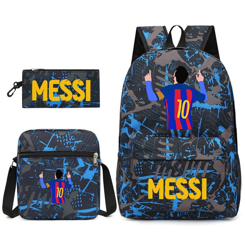 Large Capacity Schoolbag with Shoulder Strap; Student Three-piece Pencil Case Set