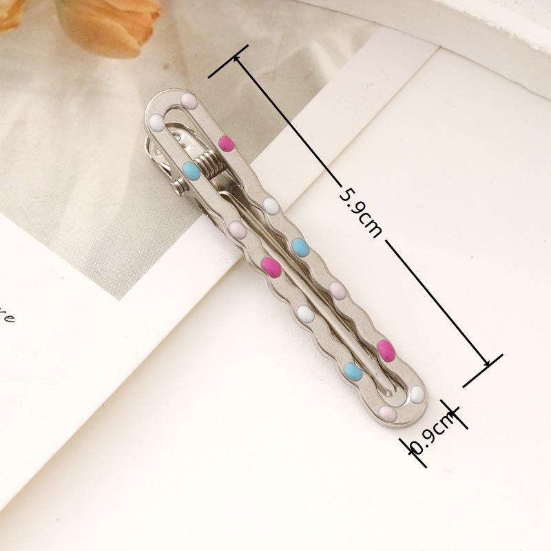 6cm Colored Polka Dot Metal Hair Clip, Side/Duckbill/Straight Clip, Cloud-Style Bangs Clip, Handmade Hair Accessory
