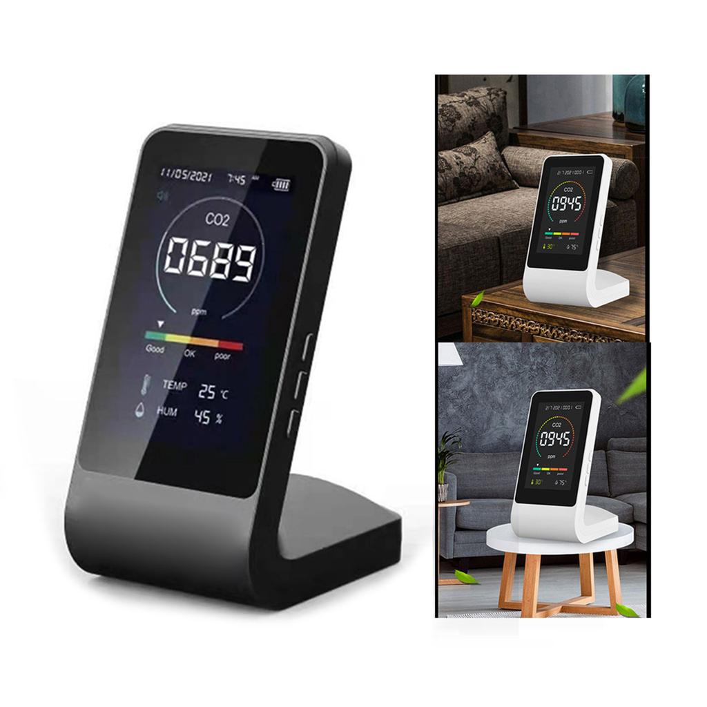Air Quality Monitor for Time Display Indoor CO2 Detector Air Pollution CO2 Detector Temperature Humidity Professional Se
