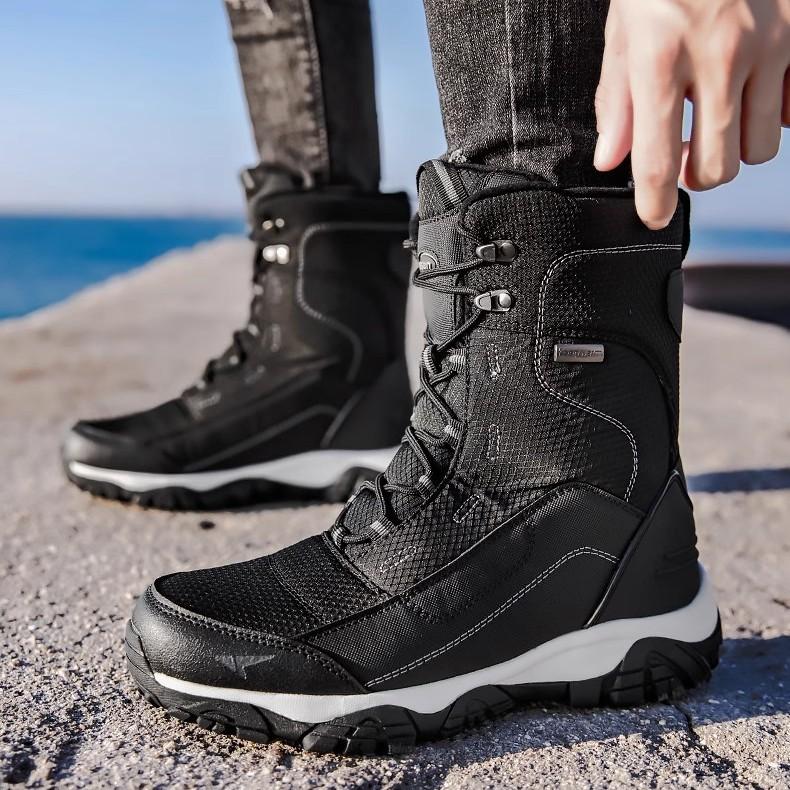 Men's winter thickened padded waterproof comfortable warm anti cold lightweight hiking waterproof non-slip thick sole snow boots