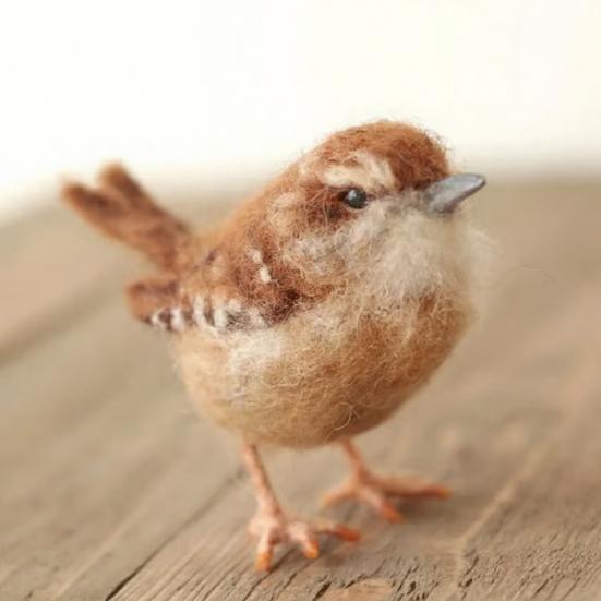 Yousheng Felt Bird Sculpture Handmade Wool Songbirds Figure Realistic Wildlife-Inspired Design Soft Layered Feathers Decorative Figurine