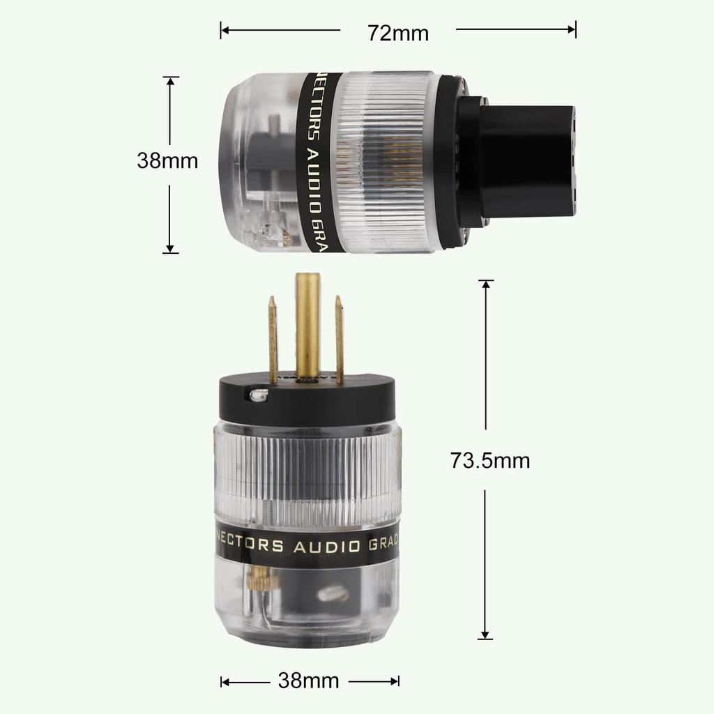 Preffair Brass Audio Power DIY Power Compatible with IEC320C13 Pair of AC Power Female To for Audio Power and Power Cords 3-Pin Plug, 15A/125V,