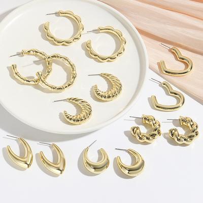 Earrings Gold-plated Ins Earrings C Circle Love Drop-shaped Earrings Bamboo Simple Earrings Versatile Trendy Earrings 2026 Everyday Jewelry