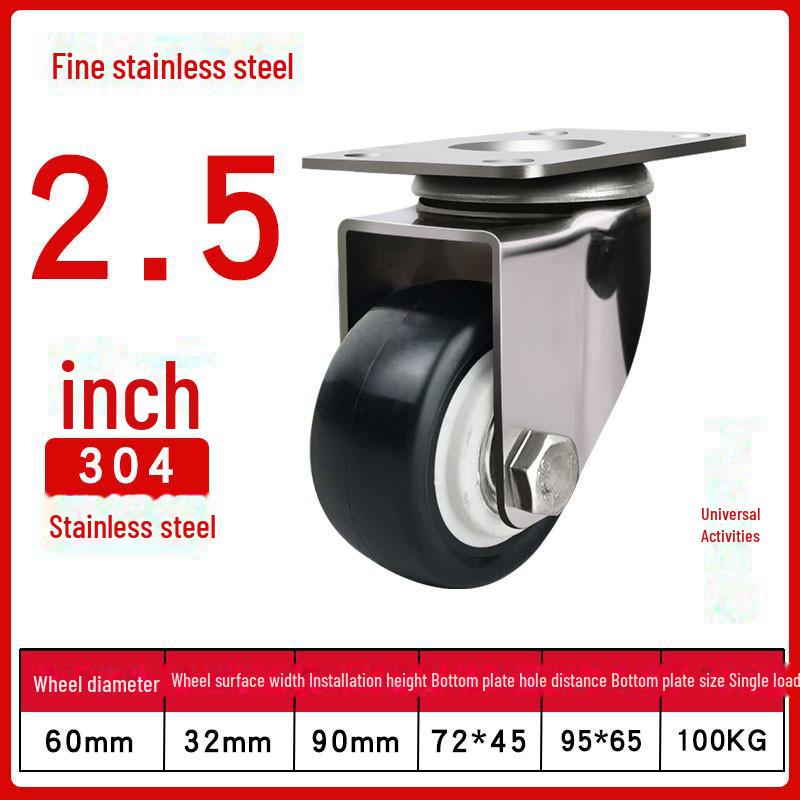Medium 304 Stainless Steel Silent Caster Wheels with Brakes - Available In 3", 4", and 5" Sizes (Anti-Rust & Labor-Saving)