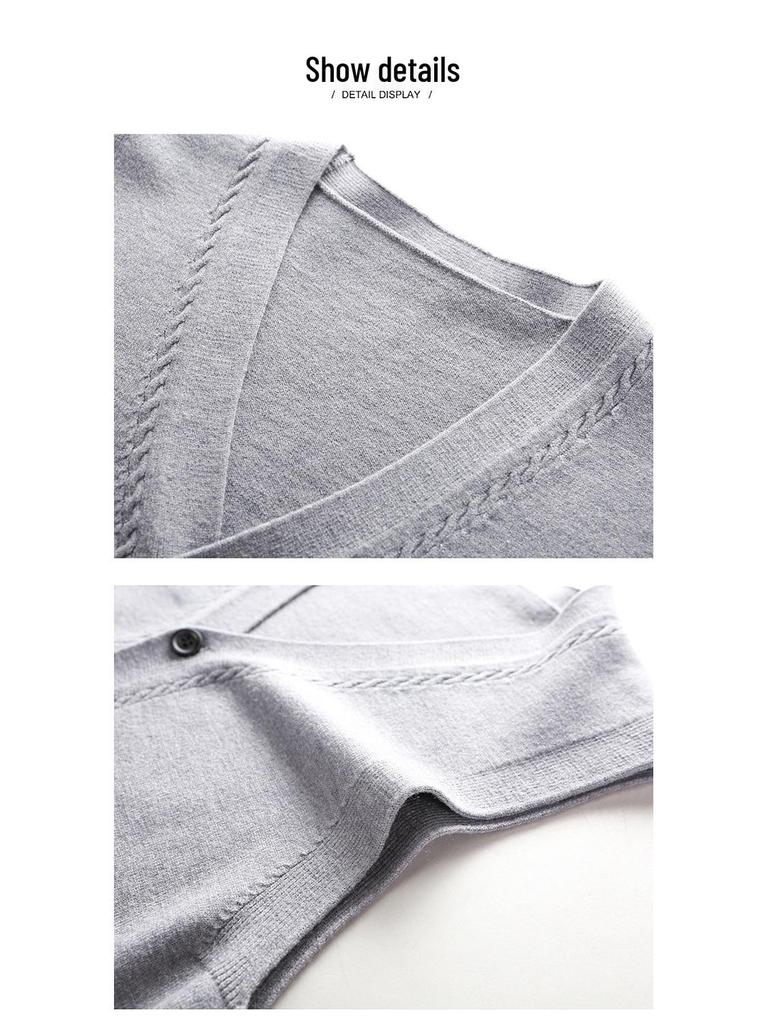 Men's Red Wool Vest: Collarless, Single-Breasted, Solid Color, Fitted Casual Wear for Autumn and Winter.