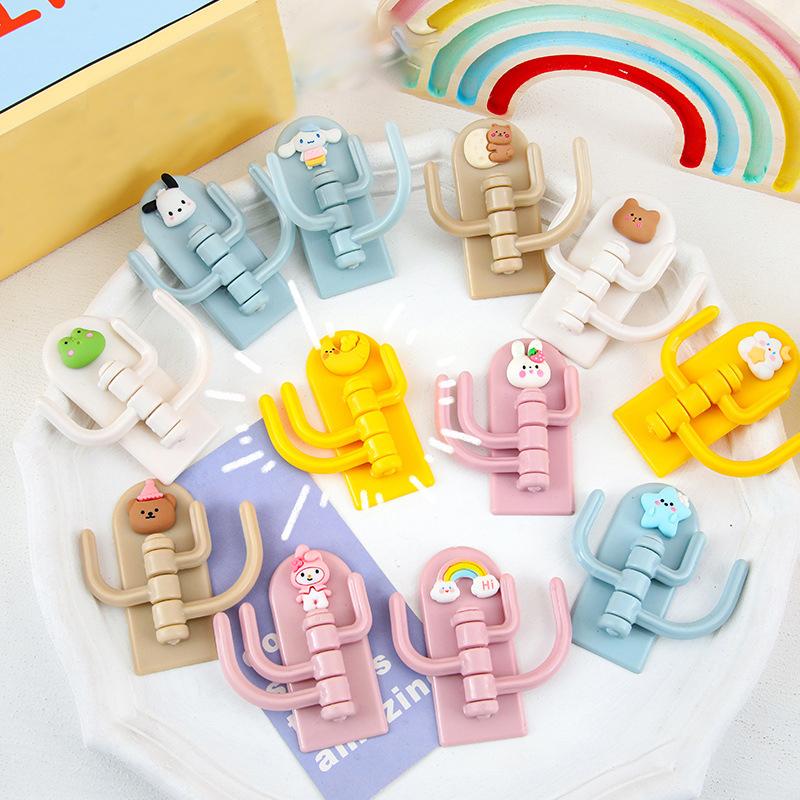 Niedliches Tier Kreativ Cartoon Bunt Drei Haken Spurlos Freies Stanzen Haken Wohnzimmer Schlafzimmer Drehbar Mehrzweckhaken