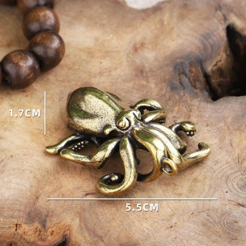 Vintage Alloy Octopus Figurine Textured Finish Lifelike Design Home Office Decor