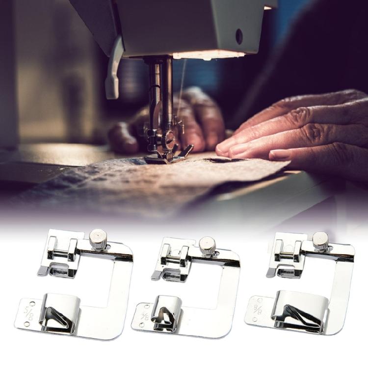 3Pcs Sewing Machine Presser Foot 8/8Inch, 6/8Inch, 4/8Inch Hemmer Foot Set for Household Sewing Machine