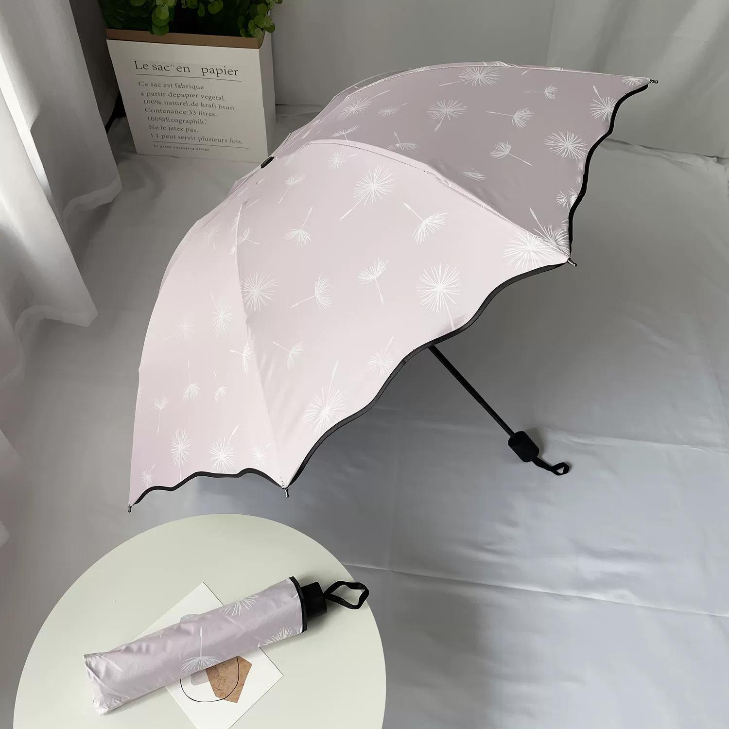 

Большой двойной зонт с десятью костями, маленький свежий зонт от солнца, черный резиновый солнцезащитный козырек, солнечный дождливый день, тройной зонт двойного назначения, женский ручной зонт