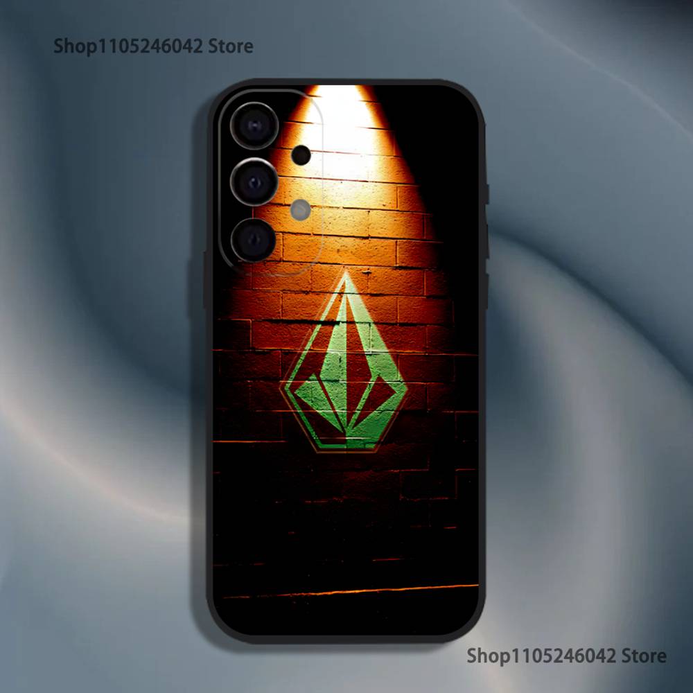 L-Luxury V-VOLCOM-S Sport Style Phone Case For Samsung S25,S24,S21,S22,S23,S30,Ultra,S20,Plus,Fe,Lite,5G Black Cover