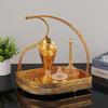 High-Grade Golden Curved Handle Portable Arabic Incense Burner Set for Home Decoration