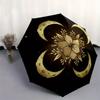 Golden Moon Phases and Floral Mandala Wall Art PrintUmbrella, Portable 3-Fold Umbrella for Men & Women,Christmas Gift ES109