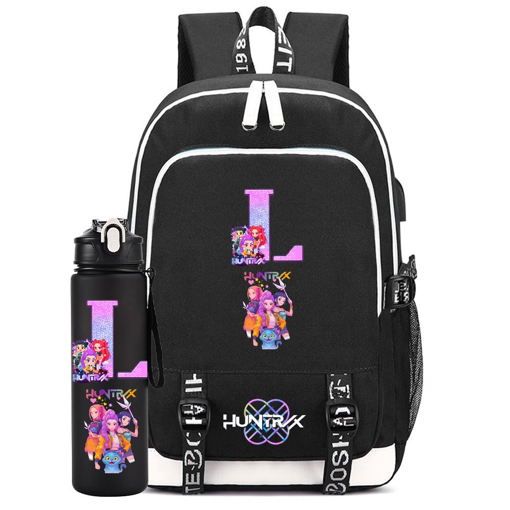 2Pcs/set Cartoon Backpack Large Capacity Bookbag With 750ml Water Bottler Laptop Student Boy Girl School Bag Travel Bag Kid Gift