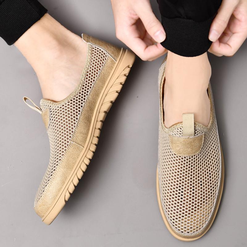 Shufl Men's Black Summer Breathable Loafers Sneakers Fashion Casual Walking Shoes ‘S Comfortable Casual Shoes Hard-Wearing Cm