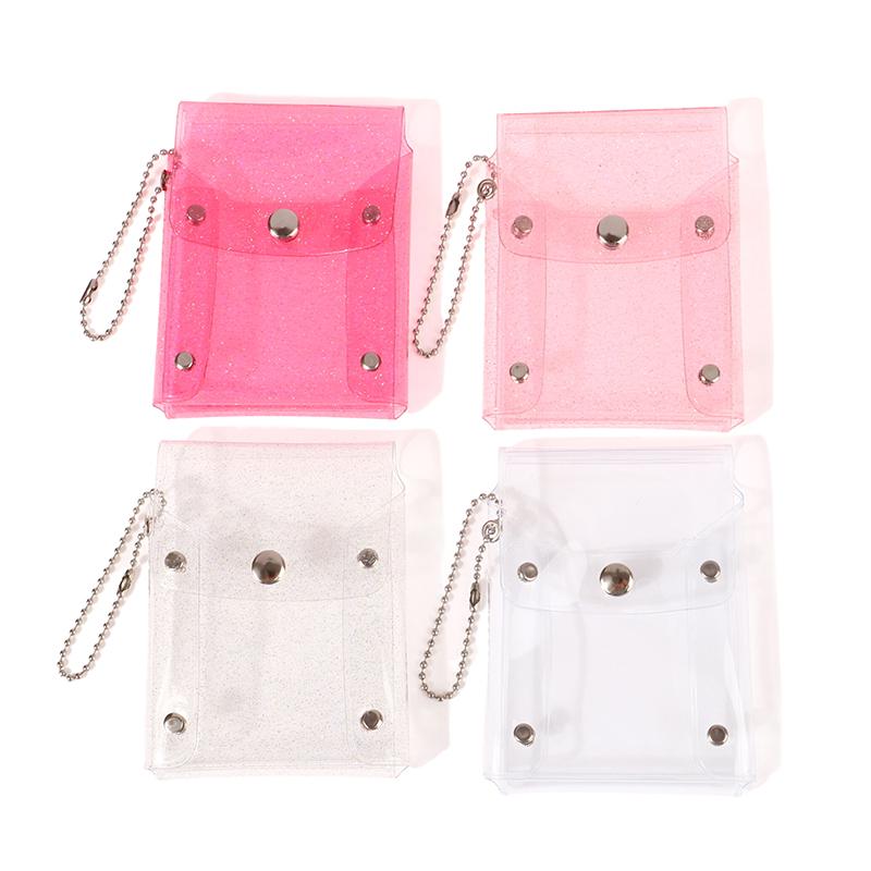 Glitter Transparent Coin Purse Pvc Photo Card Wallet For Girls Clear Mini Hasp Change Pouch Keychain