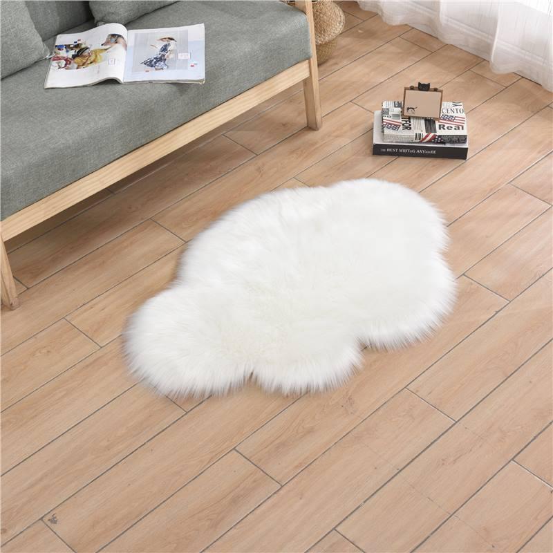 Faux Wool Cloud-Pattern Long Pile Rug for Living Room, Bedroom, and Bay Window