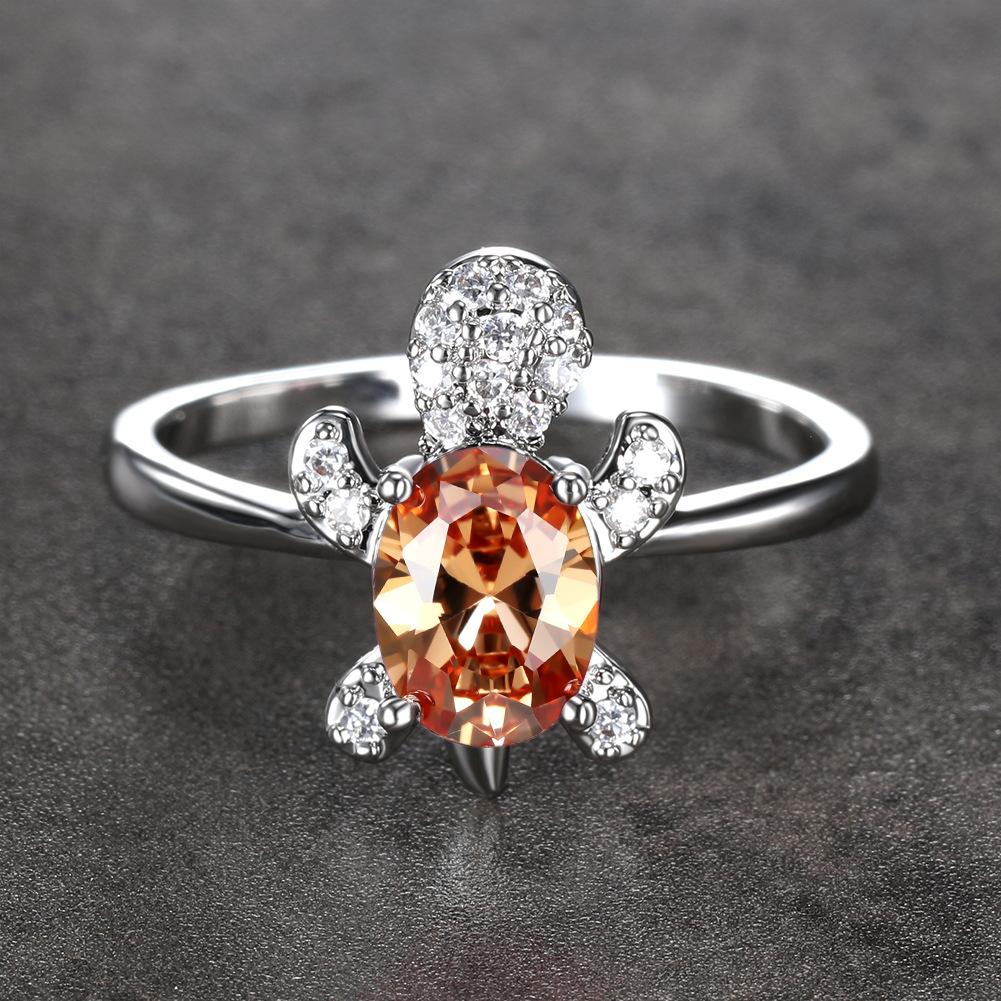 Hot Selling Fashionable White Diamond Turtle Ring Couples Simple Index Finger Ring Accessory