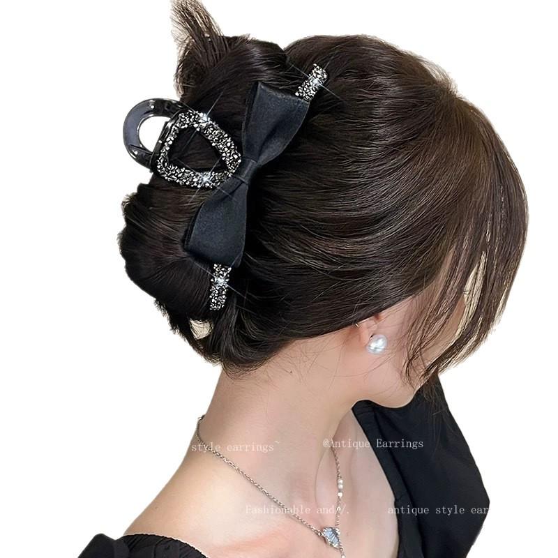 Elegante Schwarze Strass-Haarklammer - Großes High-End-Accessoire