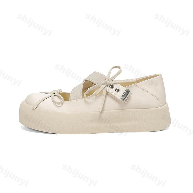 Fashion 2025 Autumn New Elegant Bow Design Shallow Mouth Casual Thick Soled Mary Jane for Women Comfortable Fashion Ballet Single Shoes
