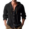 T-shirt con cappuccio estiva da uomo, nuova, tinta unita, cotone e lino, camicia casual a maniche lunghe da uomo, top da spiaggia