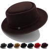 Vintage Porkpie Hats for Men Solid Black Fedora Hats Simple Pork Pie Hat Gentleman Fashion Sombrero Hombre Chapeu Masculino Show