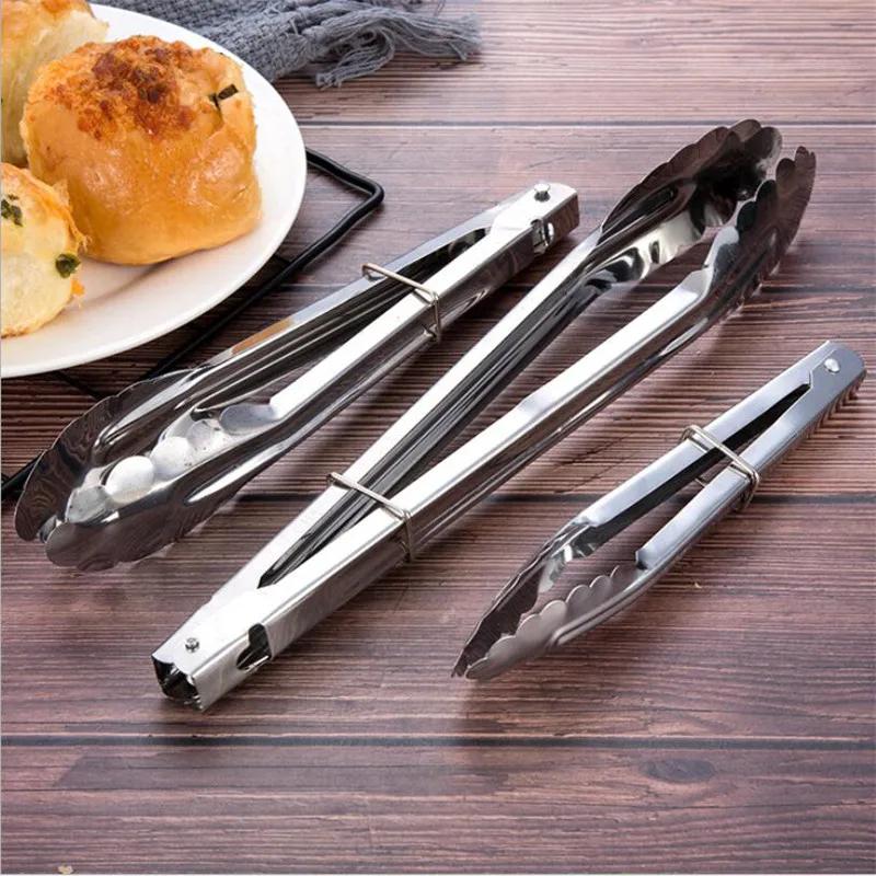 Stainless Steel Food Tongs Cooking BBQ Meat Clip Heat Bread Salad Kitchen Tool 12/14in Non-slip Utensils Kitchen Accessories