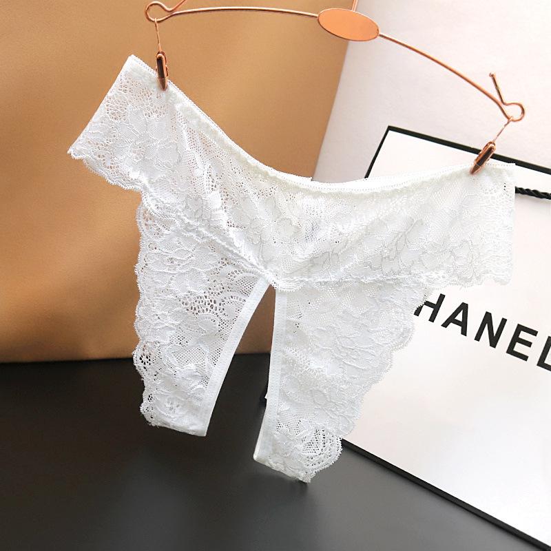 Plus Size Low Waist Sexy Lace Underwear for Women with Open Crotch