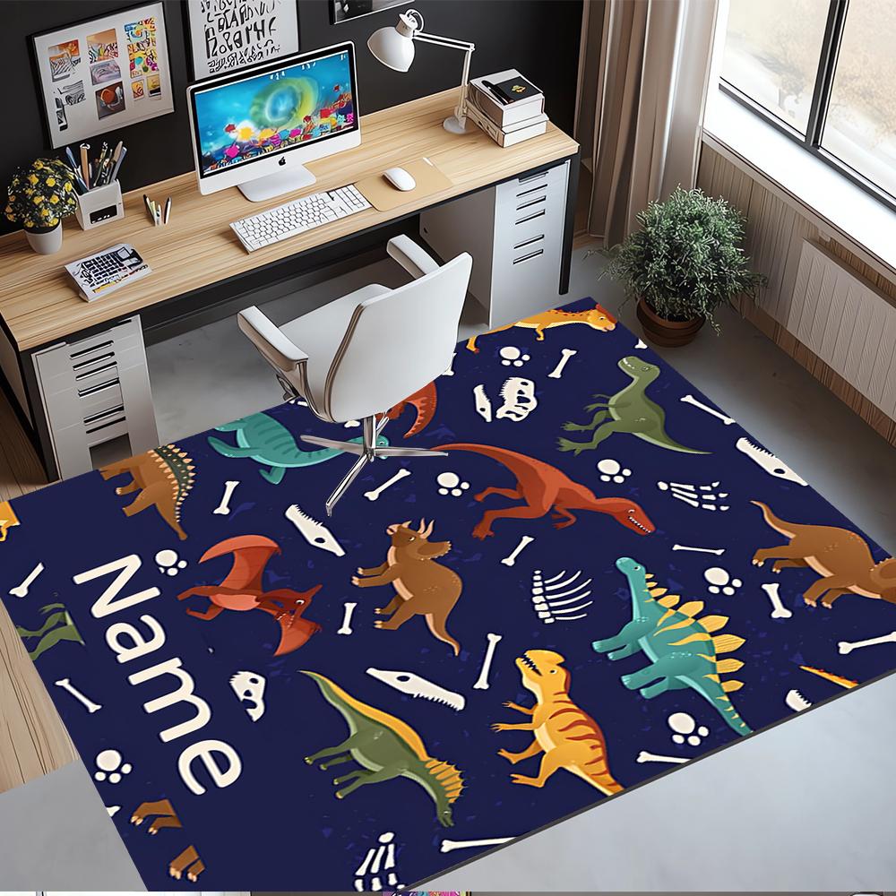 Custom Name Dinosaur Printed Carpet,Rug for Office Chair Living Room Bedroom Kitchen Room Decor Gifts.